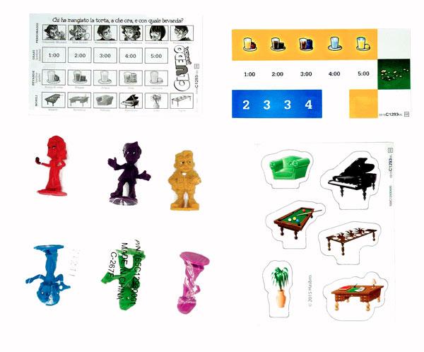 adesivi e pedine di Cluedo Junior