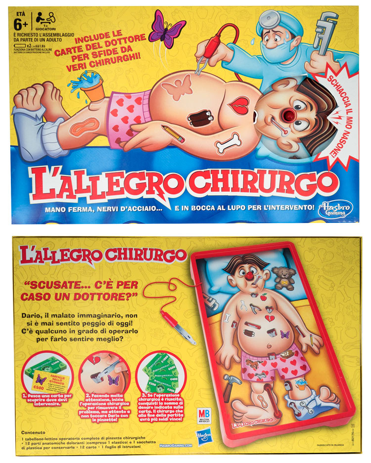 la scatola fronte retro dell'allegro chirurgo