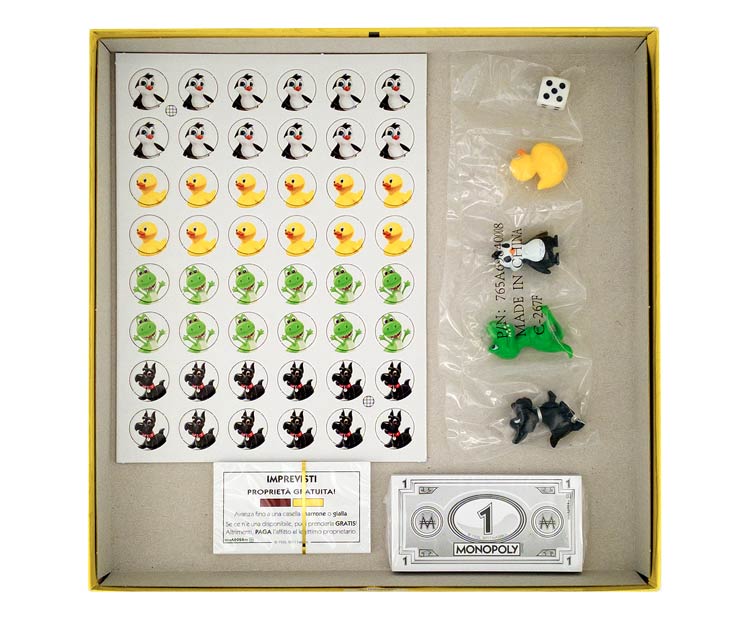 il contenuto della scatola di monopoly junior