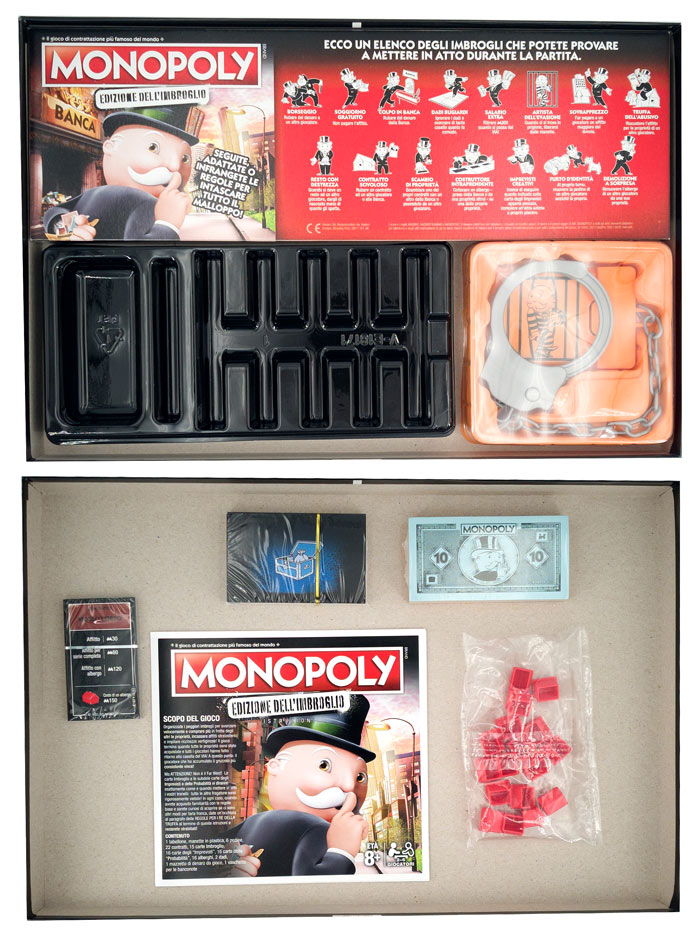 gli oggetti contenuti nella scatola del monopoly