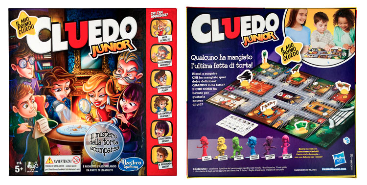 fronte retro della scatola di Cluedo Junior